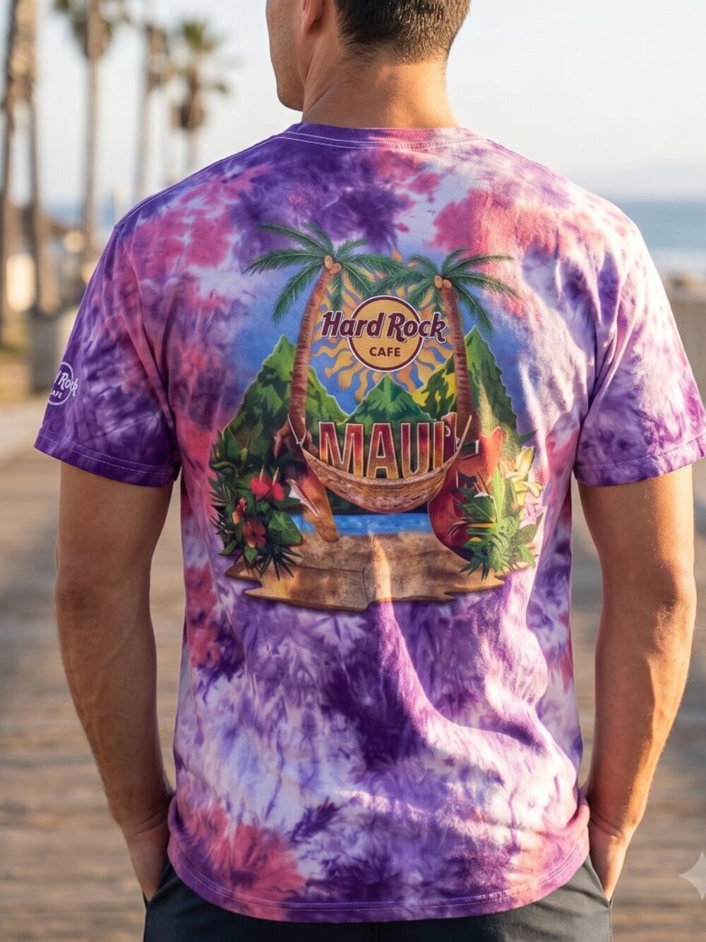 Hard Rock Maui Size xl Tied Dye purple Cotton tee Unisex Hand Tie Dyed